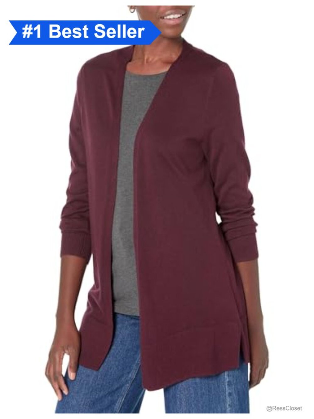 Lightweight Open-Front Long Sleeve Cardigan Sweater Cotton Blend Regular Fit